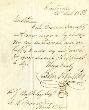 ALS, Autographed Letter signed by Sam Houston